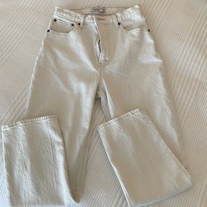 Abercrombie & Fitch Curve Love Ankle Straight Ultra High Rise Off-white Jean